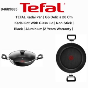 Tefal Delicia Kadhai 28 cm + Glass Lid (مدل B4689885) — یک تابه / قابلمه Everyday Kadhai با درب شیشه‌ای از برند تفال